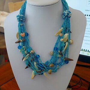 Gorgeous handmade Turquoise glass beaded necklace